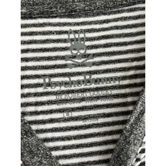 Psycho Bunny | Men's Gray Short Sleeve V-Neck Striped T-Shirt Size 8 - Picture 8 of 8